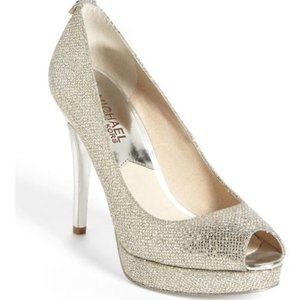 Michael Kors York Peep-Toe Platform Glitter Pumps